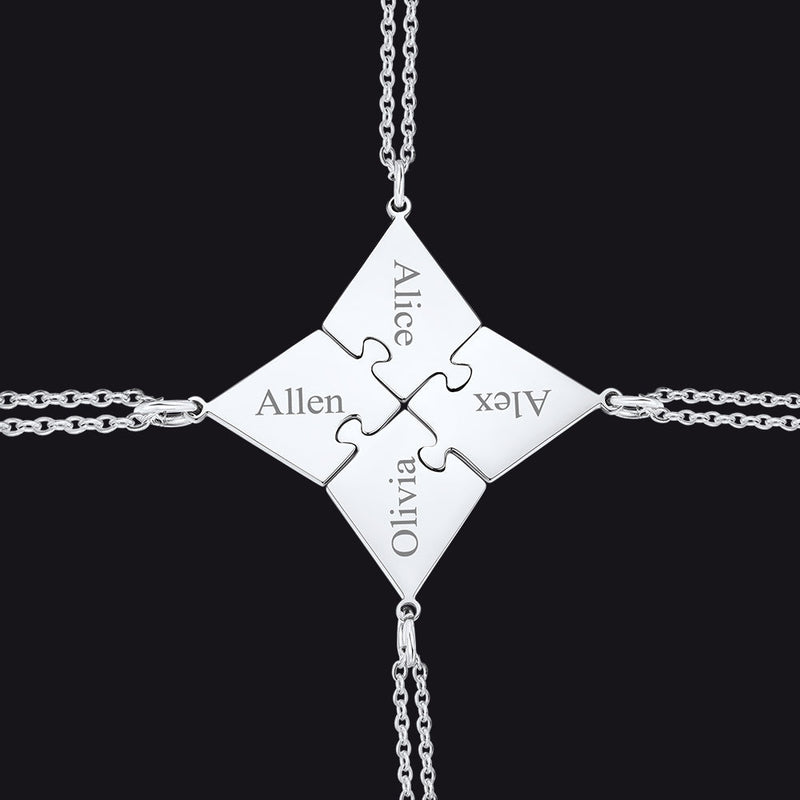 Custom Puzzle Piece Matching Necklaces Set for Bff Family