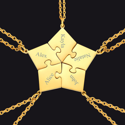 Custom Puzzle Piece Matching Necklaces Set for Bff Family