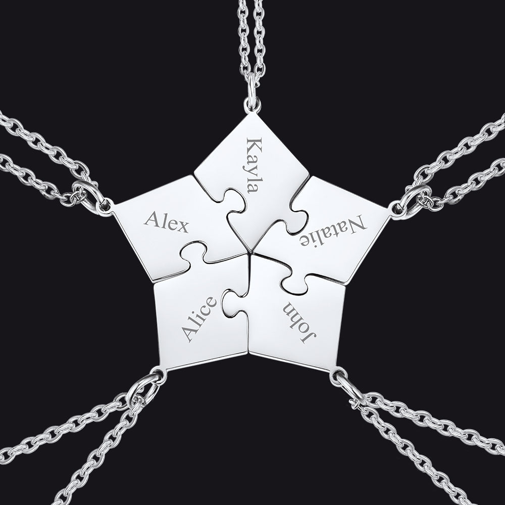 Custom Puzzle Piece Matching Necklaces Set for Bff Family