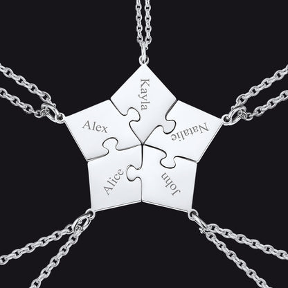 Custom Puzzle Piece Matching Necklaces Set for Bff Family