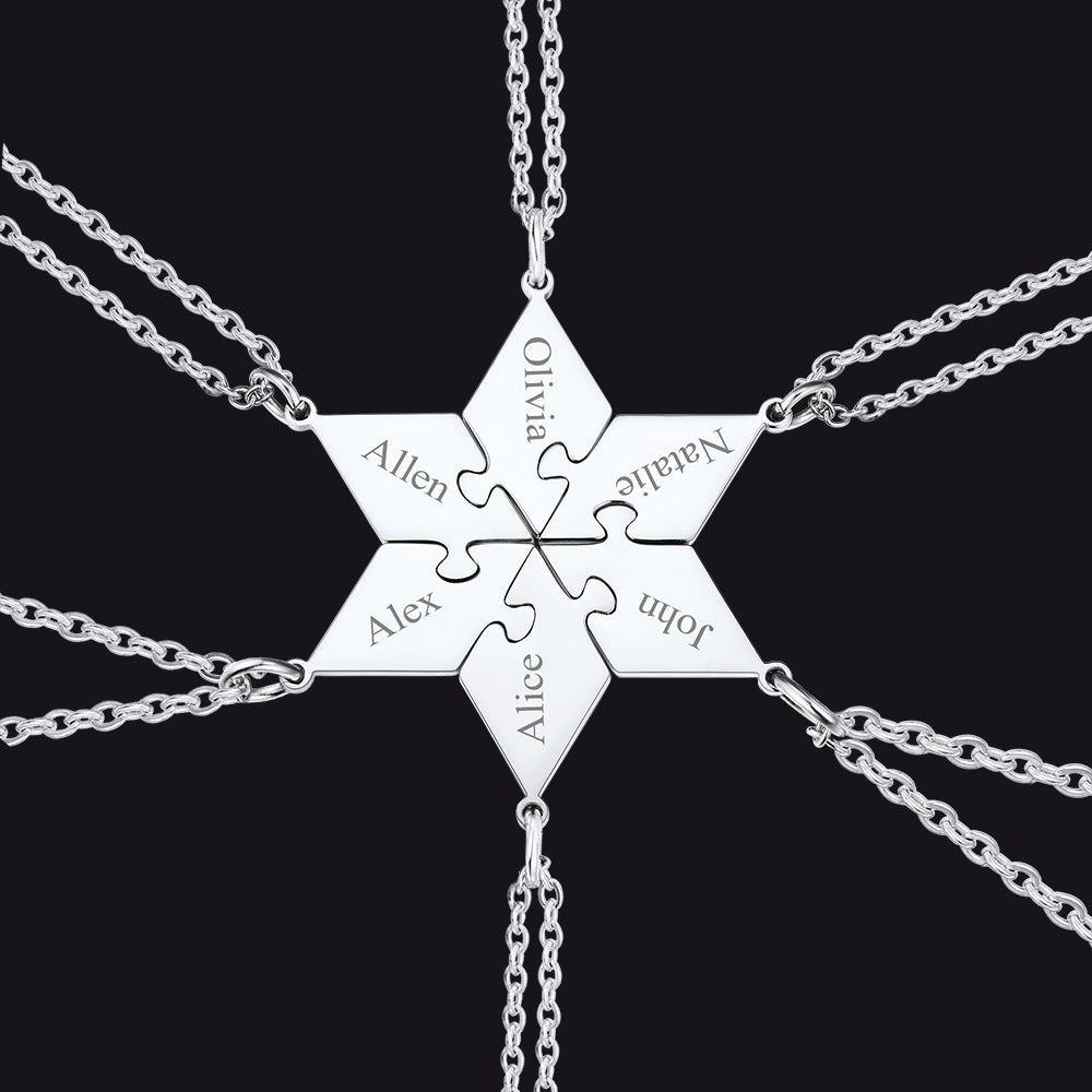 Custom Puzzle Piece Matching Necklaces Set for Bff Family