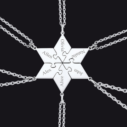 Custom Puzzle Piece Matching Necklaces Set for Bff Family