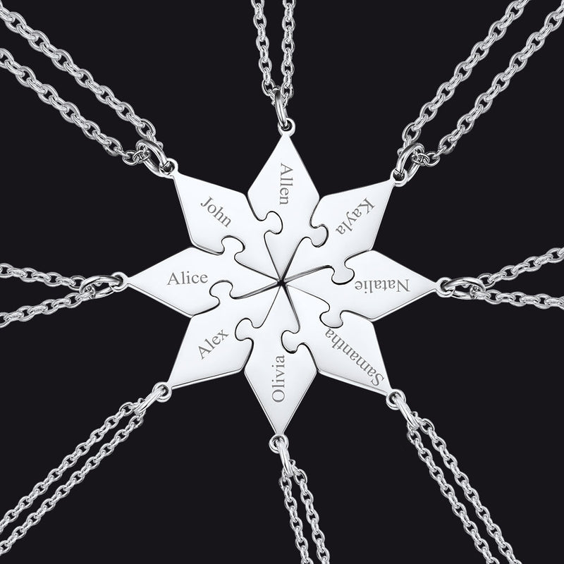 Custom Puzzle Piece Matching Necklaces Set for Bff Family