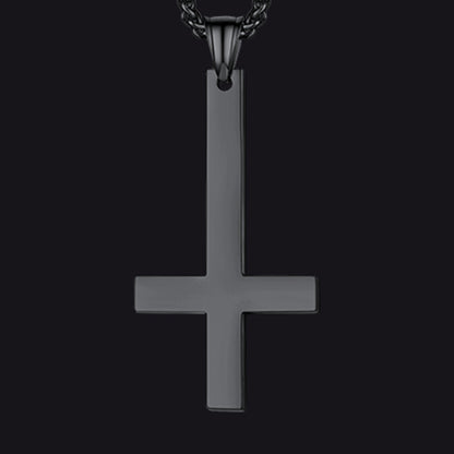 Stainless Steel Inverted Cross Pendant Necklace for