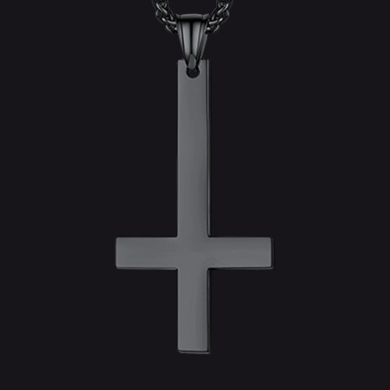 Stainless Steel Inverted Cross Pendant Necklace for