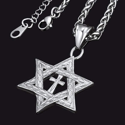 Jewish Star of David Cross Necklace for