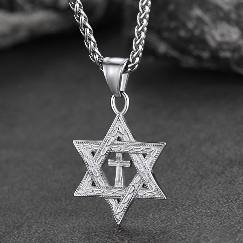 Jewish Star of David Cross Necklace for