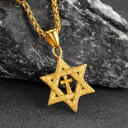 Jewish Star of David Cross Necklace for