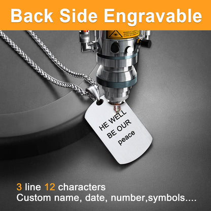 Engraved American Flag Eagle Dog Tag Necklace for