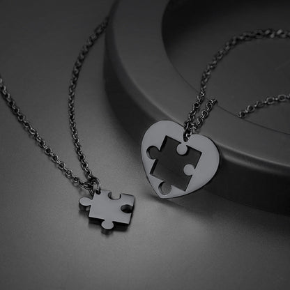 Customized Heart Puzzle Matching Necklaces Set for Couple Mom Daughter