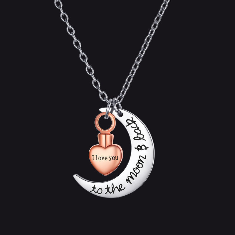 Custom Moon Heart Urn Necklace Cremation Pendant for Ashes