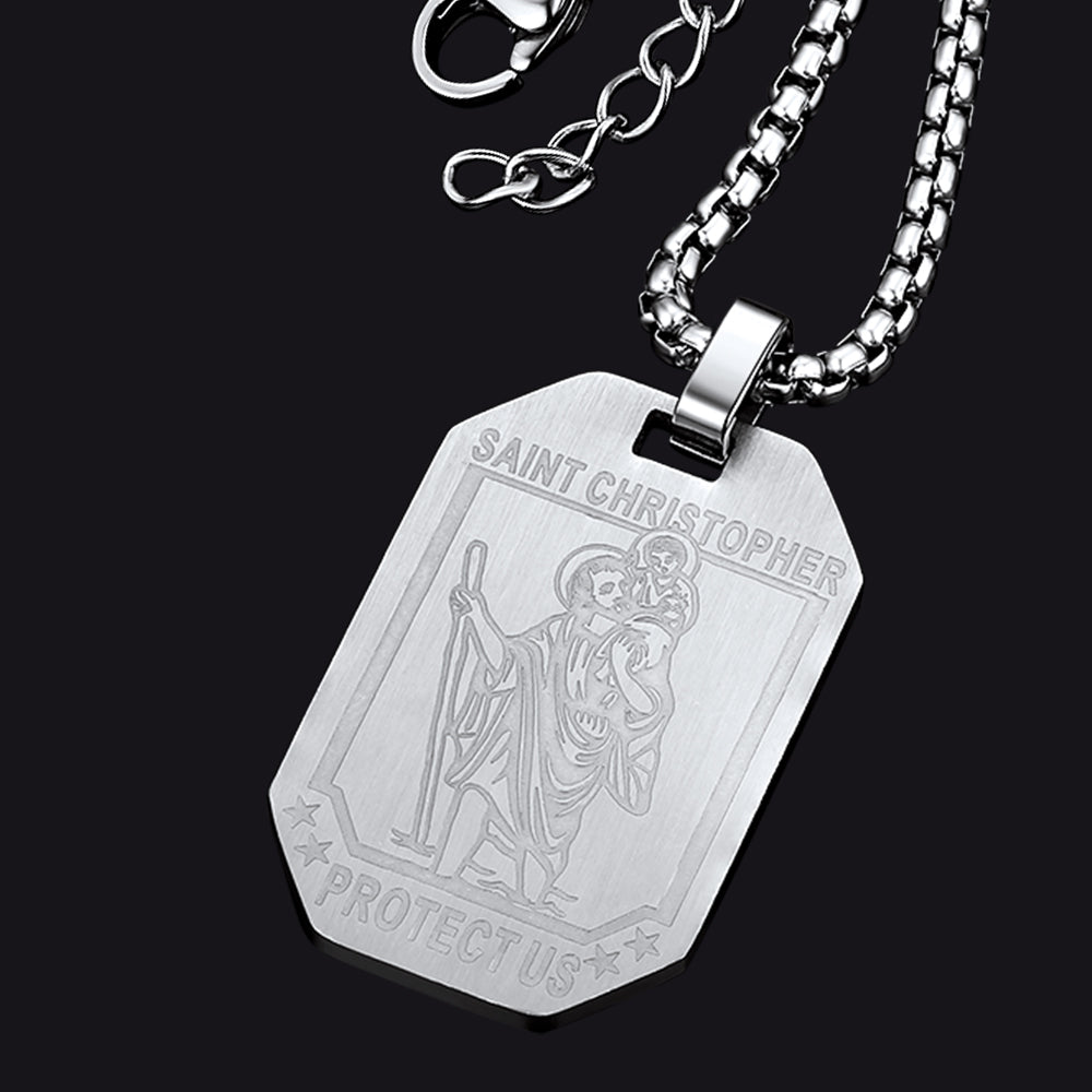 St. Christopher Dog Tag Necklace for