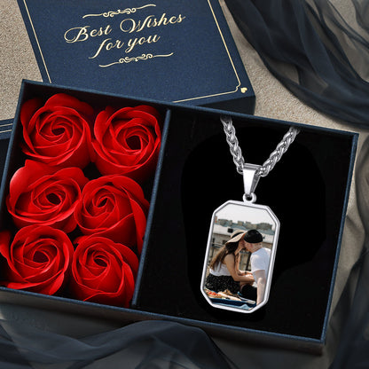 Customized Engraved Photo Dog Tag Necklace for /