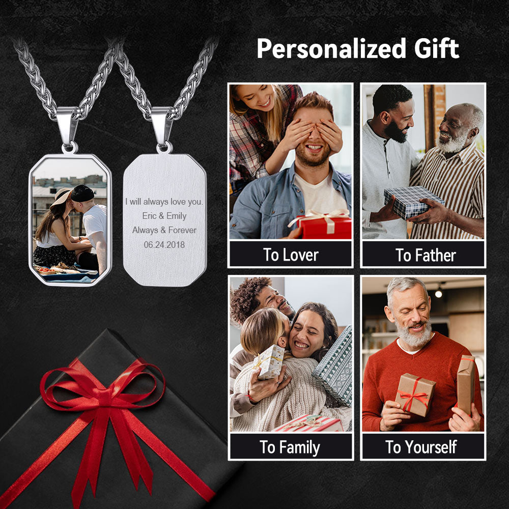 Customized Engraved Photo Dog Tag Necklace for /
