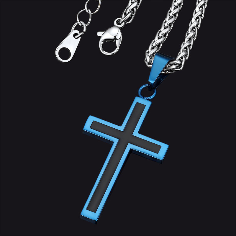 Christian Black Enamel Cross Necklace for