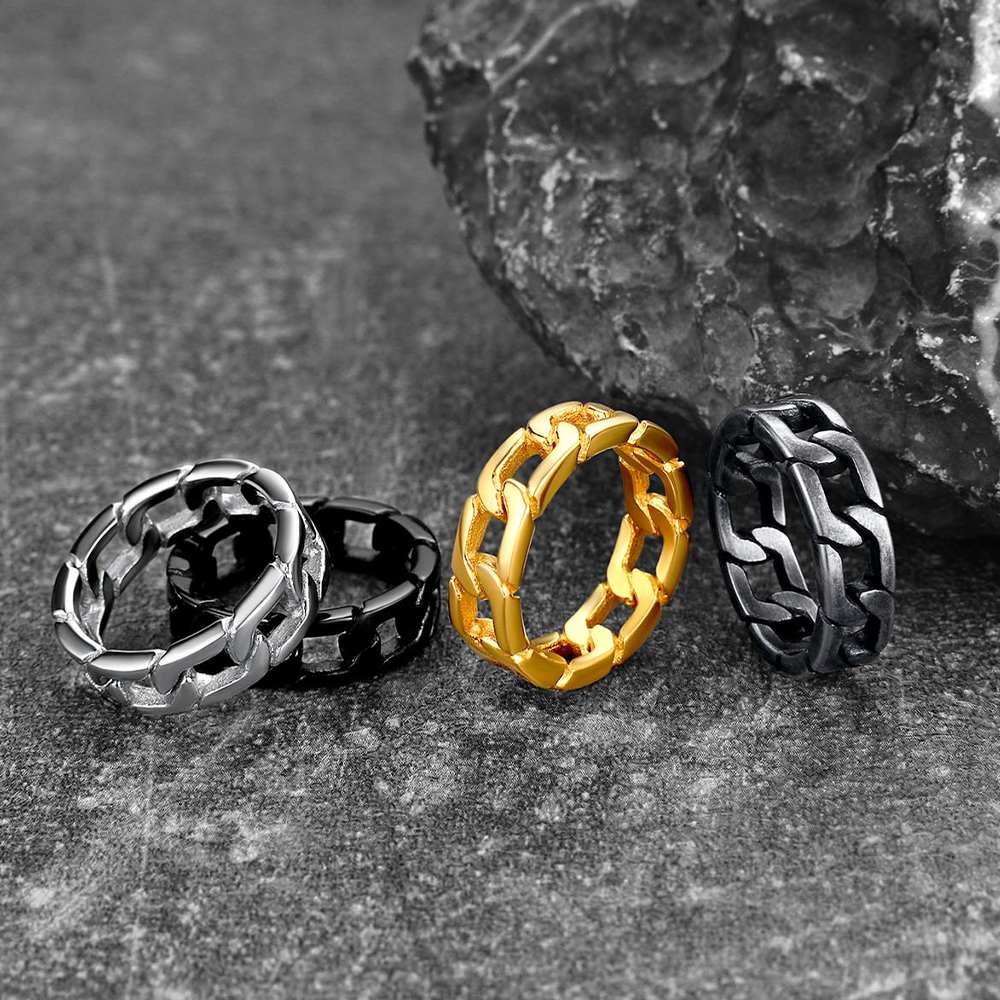 Chunky Cuban Link Chain Ring for Stainless Steel