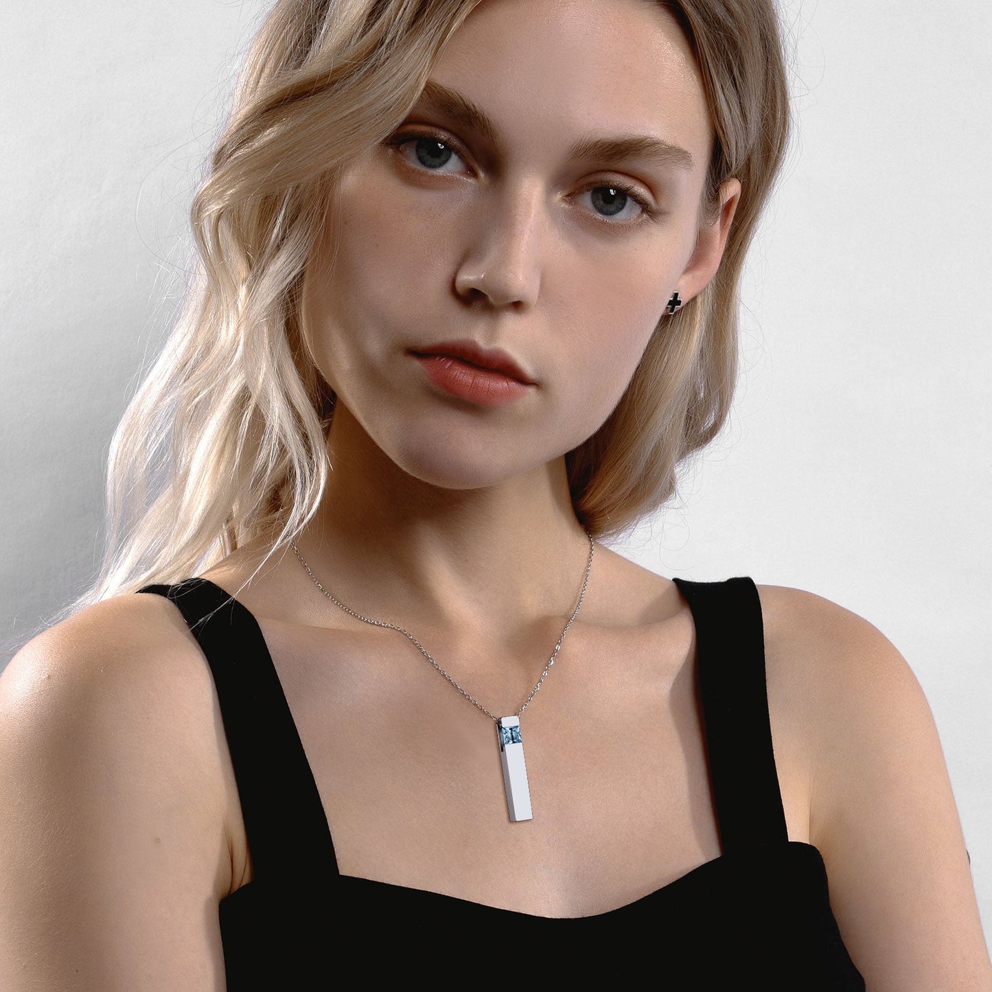 Custom Birthstone Bar Urn Cremation Necklace for Ashes Memorial Keepsakes Pendant