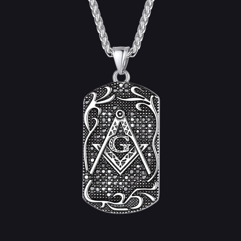 Engraved Masonic Freemason Dog Tag Necklace for