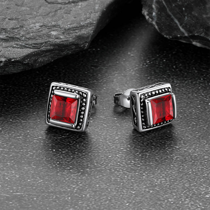 Stainless Steel Square Diamond Stud Earrings for