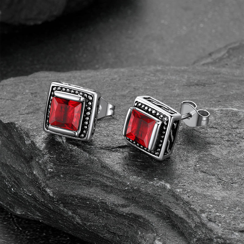 Stainless Steel Square Diamond Stud Earrings for