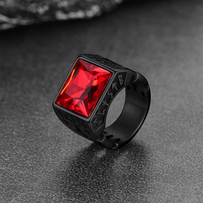 Custom Celtic Gemstone Ring With Runes for