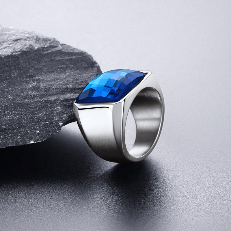 Custom Gemstone Signet Band Ring for , Ruby/ Black Onyx/topaz Ring Gift