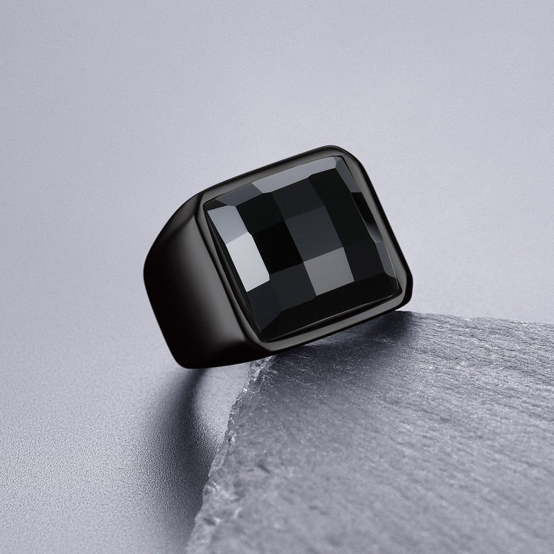 Custom Gemstone Signet Band Ring for , Ruby/ Black Onyx/topaz Ring Gift
