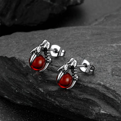 Dragon Claw Stud Earrings With Gemstone for 6mm
