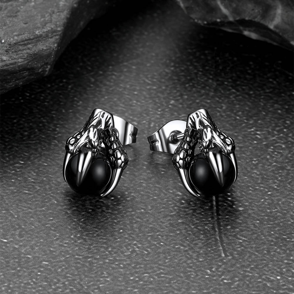 Dragon Claw Stud Earrings With Gemstone for 6mm