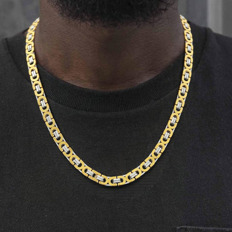 Byzantine Link Chain Stainlss Steel Necklace for