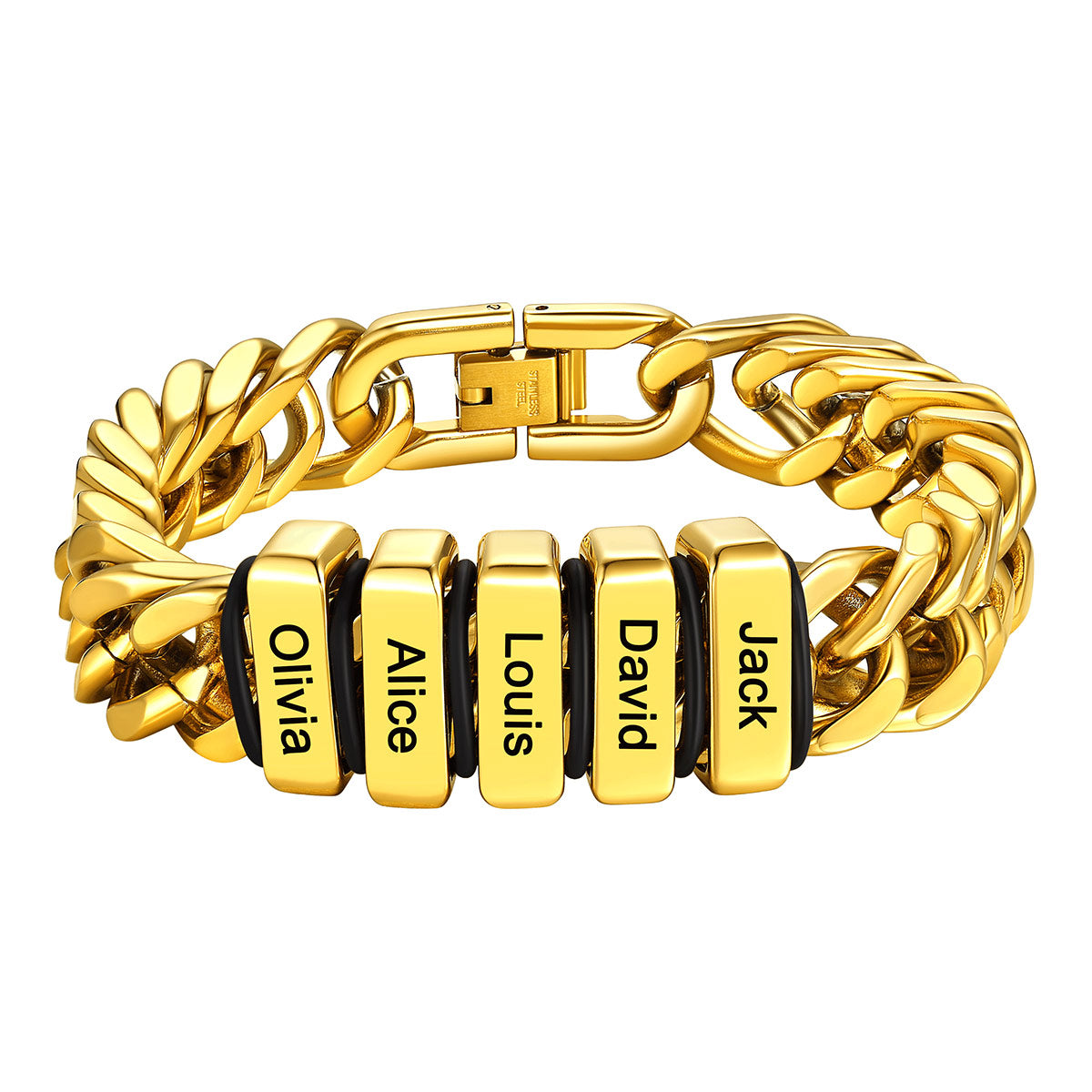 Personalized Cuban Link Bracelet Engraved Name Bracelet for