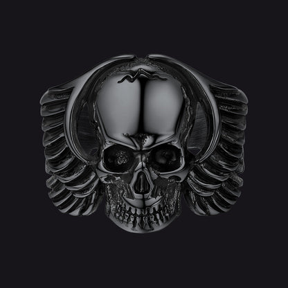 Gothic Cool Wings Skull Stainless Steel Ring for