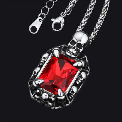 Gothic Skull Dragon Claw Crystal Necklace for