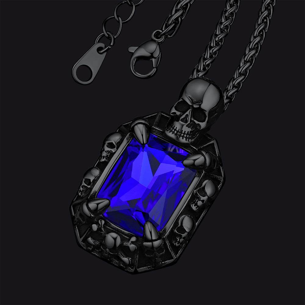 Gothic Skull Dragon Claw Crystal Necklace for