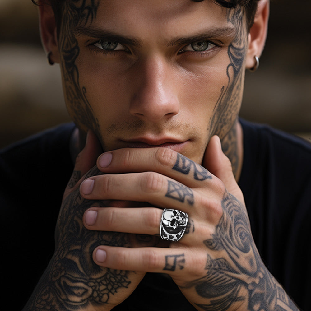 Gothic Frame Skull Ring Stainless Steel Ring for