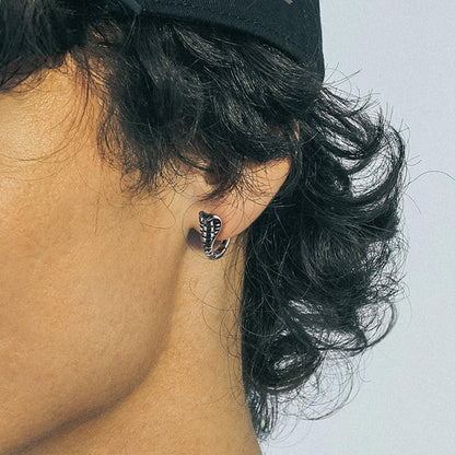 Gothic Punk Snake Hoop Earrings for