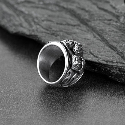 Gothic Punk Biker Skull Ring See No Evil Stainless Steel