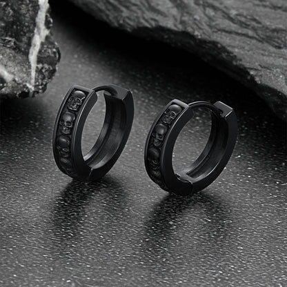 Gothic Skull Huggie Hoop Earrings for