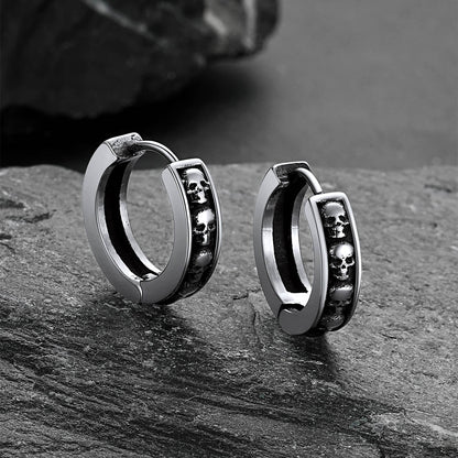 Gothic Skull Huggie Hoop Earrings for