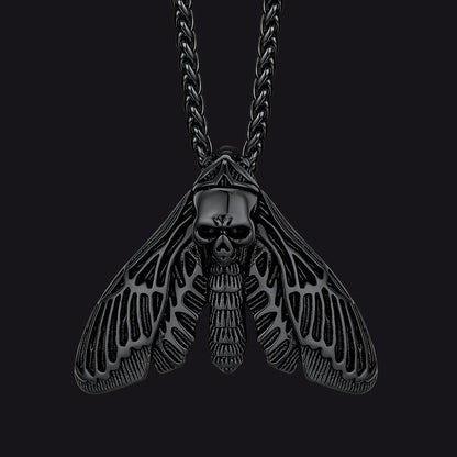 Cool Gothic Skull Moth Necklace for