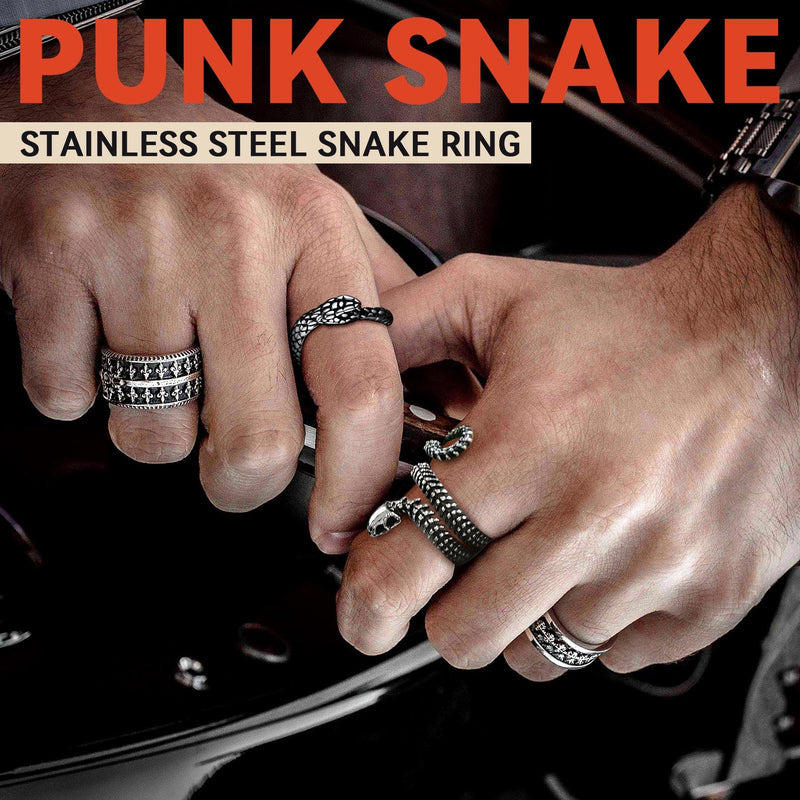 Gothic Snake Skull Bone Ring for