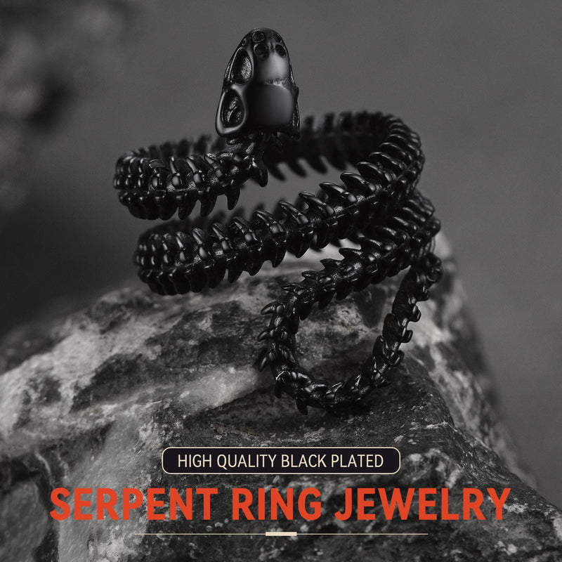 Gothic Snake Skull Bone Ring for