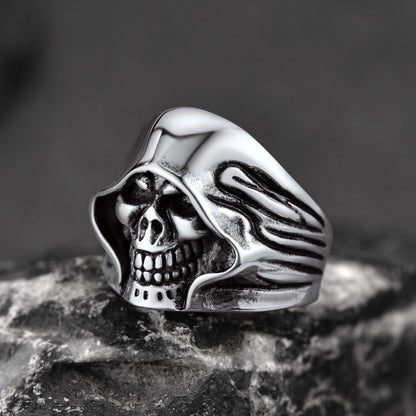 Gothic Grim Reaper Skull Ring for in Stainless Steel