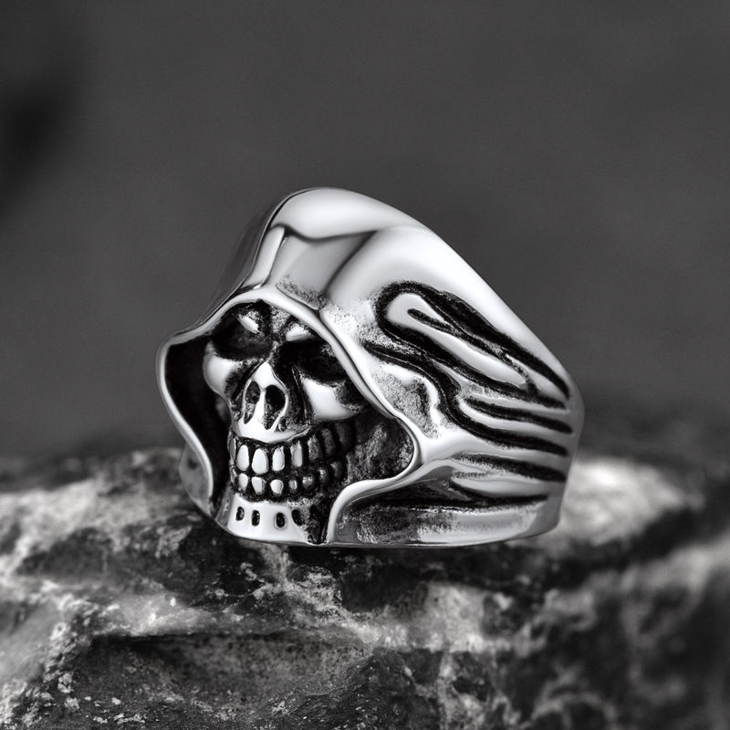 Gothic Grim Reaper Skull Ring for in Stainless Steel