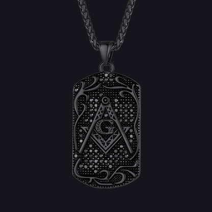 Engraved Masonic Freemason Dog Tag Necklace for