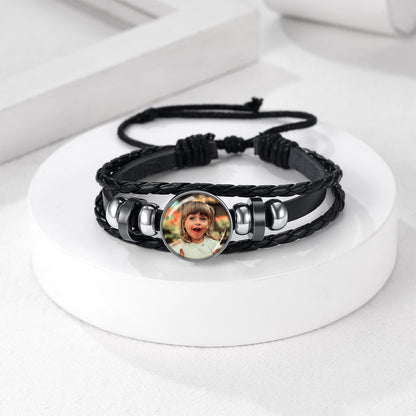 Personalized Picture Wrap Leather Bracelet Cuff Gift for