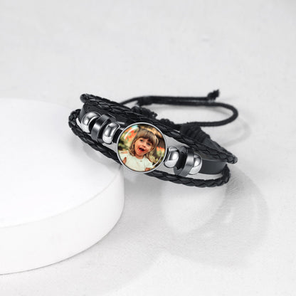 Personalized Picture Wrap Leather Bracelet Cuff Gift for