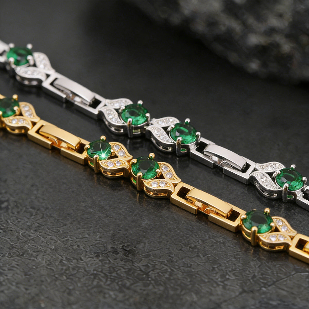 9mm Diamond Cut Gem Crystal Chain Bracelet for With Cz