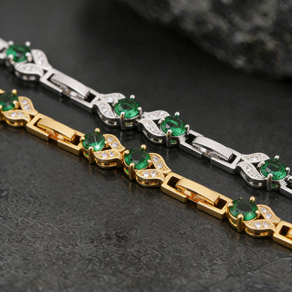 9mm Diamond Cut Gem Crystal Chain Bracelet for With Cz