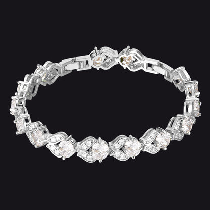 9mm Diamond Cut Gem Crystal Chain Bracelet for With Cz
